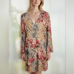 Vintage 90s Suzy Shier Romantic Roses and Lace Pattern Dress